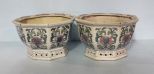 Two Octagon Shaped Porcelain Planters