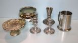Pewter Candlesticks, Mug & Compote