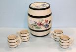 Small Ceramic Barrel & Four Cups