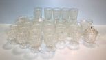 Twenty Four Sherbert Glasses, Five Water Glasses & Sugar/Creamer