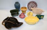 Group of Vintage Pottery Planters, Tray & Vase