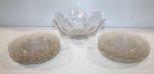 Ten Etched Glass Plate & Etched Bowl