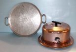 Vintage Aluminum Cake Stand & Aluminum Round Tray