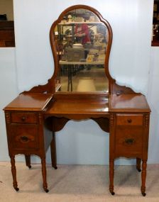 Walnut Depression Spindle Leg Vanity with Mirror