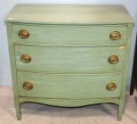 Painted Green Duncan Phyfe Lowboy Chest with Hanging Mirror