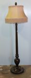 Walnut Floor Lamp with Fringed Shade