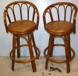 Two Bamboo Barstools