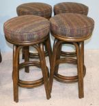 Four Bamboo Swivel Barstools