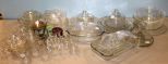 Divided Glass Tray, Several Large Trays, Butter Dishes, Casseroles, etc.