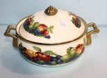 Enamel and Brass Casserole