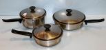 Three Stainless Steel Pots