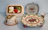 Painted Porcelain Footed Tray, Two Molds, Cup & Dish