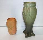 Art Nouveaux Pottery Vase & Small Floral Pottery Vase