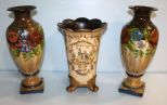 Three Painted Ceramic Vases