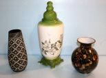 Painted Porcelain Covered Jar, Bisque Ultra Modern Vase & Porcelain Vase