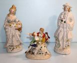 Pair Porcelain Figurines & Courtship Figurine