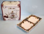 Divided Ceramic Dish & Royal Albert Country Rose Tea Kettle