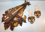 Large Vintage Plastic Music Plaque & Two Plastic Composers