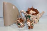Hager Vase, Fritz and Floyd Fox Teapot & Creamer/Sugar