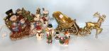Reindeer and Sleigh, Porcelain Boxes & Porcelain Snowman Light