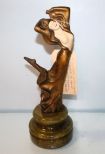 Painted Meta Art Nouveaux Figure of Dancer & Repainted Face on Onyx Base