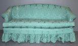  Sofa With Green Fabric Duvee Cover Description: Sofa With Green Fabric Duvee Cover, original fabric on sofa is floral print; 33