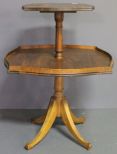  Two Tier Walnut What Not Stand Description: Two Tier Walnut What Not Stand; 19 1/2