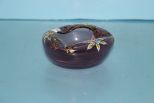  Amythest Glass Small Bowl with Enamel Flowers 4 1/4