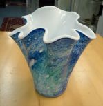  Blue Glass Vase Blue glass vase 7 3/4