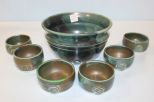  Pottery Bowl and Six Matching Bowls Marked Bethany Pottery Bowl 8