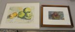  Watercolor of Fruit Signed A.G.B. (A G Brummette), and Unframed Watercolor of Fruit Signed A.G.B. Watercolor of fruit 15 1/2