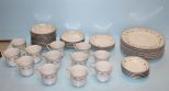  Set of Abingdon China 8 dinner plates, 12 cups, 21 saucers, 5 bread/ butter, 5 berry bowls