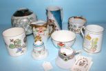  Group of Hand Painted Mugs, Bell, Vase