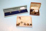  Jewelry Lot Consisting of tietacs, necklace, Masonic tie clip and cuff links
