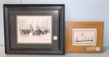 Snap Ink Drawing by Don Davis & 1980 Wolves Print by Frieda Ballard, Alaska