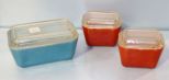 Three Pyrex Covered Refrigerator Dishes