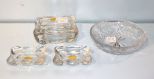 Signed Pinwheel Dish, Tiffin Cigarette Box & Two Tiffin Ashtrays
