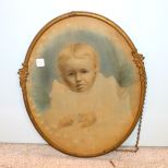 Oval Metal Hanging Frame with Baby Picture