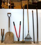 Shovel, Shop Broom, Hoe, Rake, Hedge Trimmer & Cutters