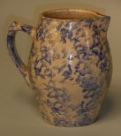 American Blue-Sponged White-Glazed Stoneware Pitch