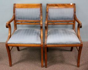 Pair Scroll Arm Chairs