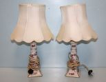 Pair Porcelain Candlestick Lamps