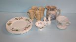 Five Bone China Meadow Plates, Cups, Shaker, Mugs & Pitcher