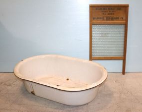 Large Enamel Tub & Washboard