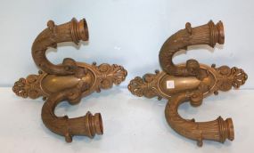 Pair 1920's Brass Wall Sconces