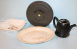 Cheese Container, Porcelain Serving Dish and Platter & Teapot