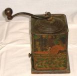 Metal Tin and Wood Coffee Grinder