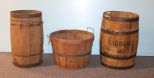 Two Wood Barrels & Apple Basket