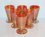 Six Carnival Glass Glasses