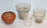 Three Clear Planters & Pottery Planter